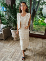 Béžové šaty s háčkovaným vzorom AMORE – Obrázok 2