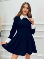 Čierne šaty s golierom WEDNESDAY