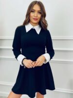 Čierne šaty s golierom WEDNESDAY – Obrázok 5